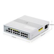 S3100-16TMS-P, 16-Port Gigabit Ethernet L2+ PoE+ Switch, 6 x PoE+ Ports, 2 x 5Gb PoE+ Ports@125W, 10 x 1Gb RJ45, with 2 x 10Gb SFP+ Uplinks, Broadcom Chip, Fanless<br/> This picture is about .