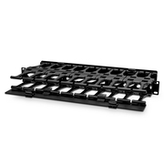 Horizontal Dual Sided High Capacity Cable Manager, 1RU, Finger Duct with Cover, 8.88 in. Depth Esta imagen trata sobre 12.