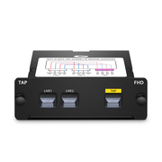 FHD® MTP® TAP Cassette, OM4 Multimode, 2 x MTP®-12 Male Live Ports, MTP®-12 Male TAP Ports, 50/50 Split Ratio (Live/TAP), 40/100G This picture is about front side of cassette.