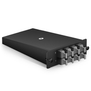 FHD® MTP® Splice Cassette with Ribbon Pigtails, 96 Fibers OM4 Multimode, 8 x MTP®-12 UPC (Male) Key Up to Key Down (Black) Adapter, 0.35dB Max. This picture is about MTP熔纤盒3.