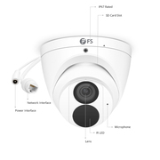 Caméra Réseau PoE Tourelle Ultra HD 8MP avec Micro Intégré, Vision Nocturne de 98 pouces, Résistant à l'Eau IP67, Caméra IP PoE Extérieure/Intérieure avec Objectif Fixe 4mm, IPC301-8M-T Cette image concerne IPC301-8M-T.