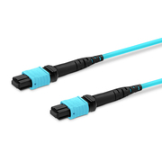 1m (3ft) MTP® Jumper, MTP®-12 UPC (Female) to MTP®-12 UPC (Female), 12 Fibers, Multimode (OM3), Plenum (OFNP), 0.35dB Max, Type B, Aqua This picture is about .