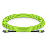 10m (33ft) MTP® Jumper, MTP®-12 UPC (Female) to MTP®-12 UPC (Female), 12 Fibers, Multimode (OM5), Plenum (OFNP), 0.35dB Max, Type A, Lime Green This picture is about .
