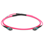 Customized Length MTP® Armored Jumper, MTP®-12 UPC (Female) to MTP®-12 UPC (Female), 12 Fibers, Multimode (OM4), Plenum (OFNP), 0.35dB Max, Type B, Magenta