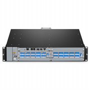 DWDM Mux y Demux activo 40 canales 100GHz C21-C60 doble fibra con puerto de monitor, módulo enchufable, LC/UPC, integrado con el chasis administrable de la serie M6200 Esta imagen trata sobre .