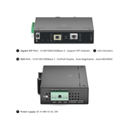 産業用マネージド 1x 10/100/1000Base-TイーサネットRJ45 to 1x 100/1000/2500Base-X イーサネットSFP ギガビットイーサネットメディアコンバーター、アメリカンプラグ規格 この写真はIMMC-1F1Tに関するものです。