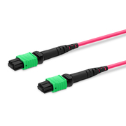 3m (10ft) MTP® Jumper, MTP®-16 APC (Female) to MTP®-16 APC (Female), 16 Fibers, Multimode (OM4), Plenum (OFNP), 0.35dB Max, Crossover, Magenta This picture is about .