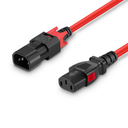 3.3ft (1m) Z-Lock Dual Locking IEC60320 C14 to IEC60320 C13 17AWG 250V/10A Power Extension Cord, Red This picture is about 2.