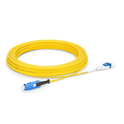10m (33ft) Fiber Patch Cable, 2 Fibers, SN UPC Duplex to LC UPC Duplex Flat Clip Uniboot, Single Mode (OS2), Riser (OFNR), 1.6mm, Yellow, for 400G Network Connection This picture is about 10.
