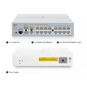 S3410C-16TMS-P、16ポート ギガビットイーサネットL2+ PoE+スイッチ(8x PoE+ポート@125W、2x 5Gb RJ45、2x 10Gb SFP+アップリンク付き、PicOS®、MLAG対応、Broadcomチップ、ファンレス) この写真はS3410C-16TMS-P主多图端口信息に関するものです。