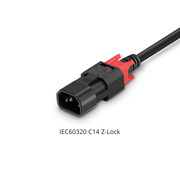 Cable de extensión de alimentación Z-Lock doble bloqueo IEC320 C14 a IEC320 C13 17AWG 250V/10A 2ft (0.6m), negro Esta imagen trata sobre ZlockC13C14.