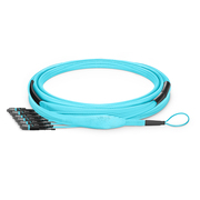 Customized MTP®-12 Push Pull Tab Jumper, 12-144 Fibers, Multimode (OM3), LSZH Bunch, 0.35dB Max This picture is about .