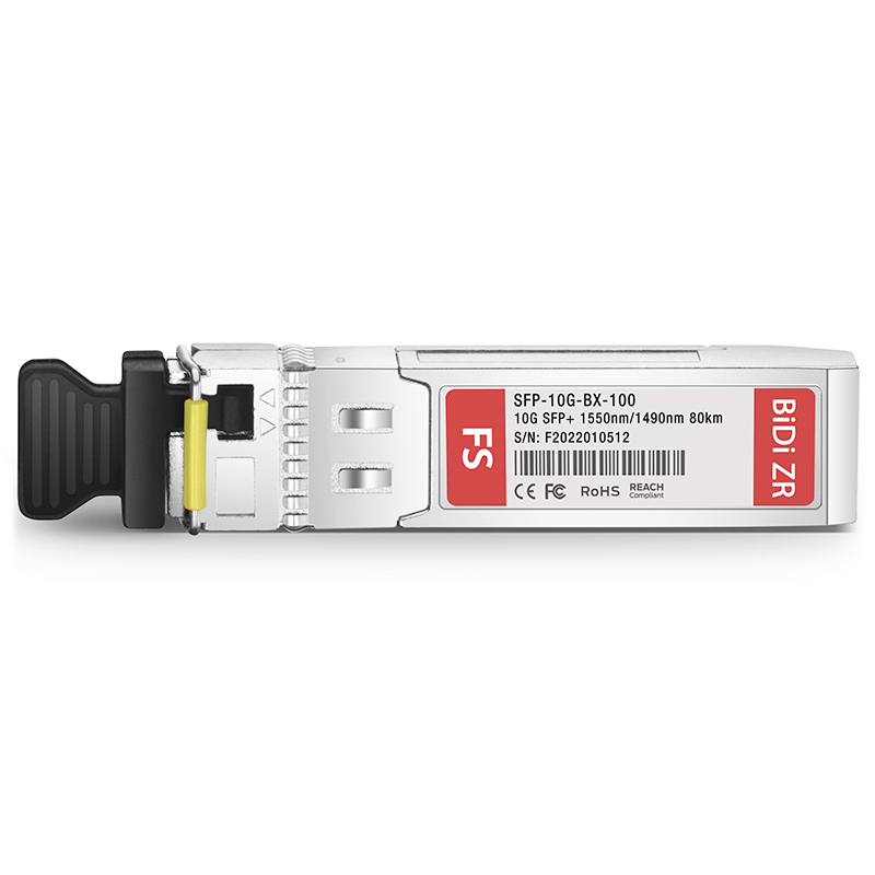 Customized 10GBASE-BX SFP+ 1550nm-TX/1490nm-RX 80km DOM Simplex LC SMF Transceiver Module