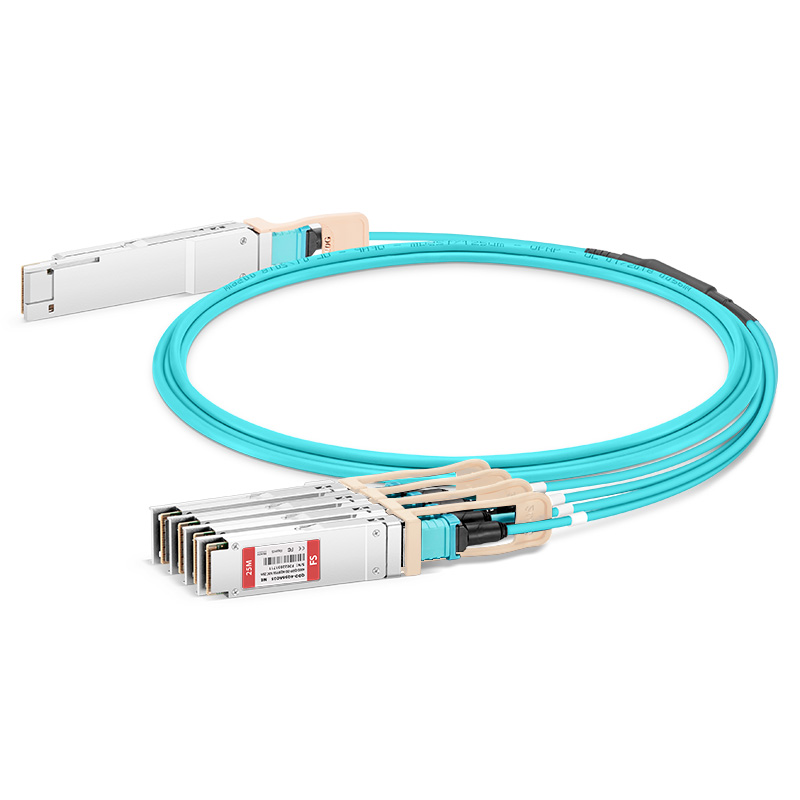 25m (82ft) FS for Mellanox Compatible 400G QSFP-DD to 4x100G QSFP56 Active Optical Breakout Cable