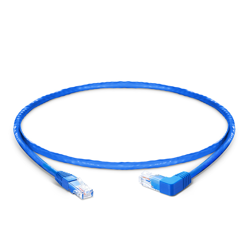 1ft (0.3m) 90 Degree Cat6 26AWG Snagless Unshielded (U/UTP) PVC CM Ethernet Network Patch Cable, RJ45 Right Angle UP Male to RJ45 Male, Blue