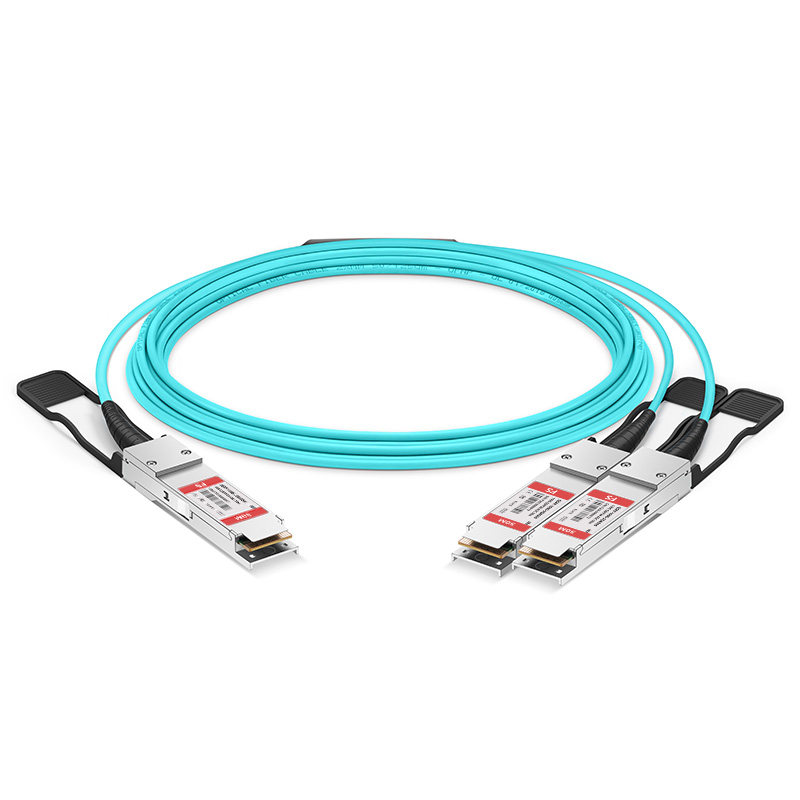 50m (164ft) HW Compatible 100G QSFP28 to 2x50G QSFP28 Active Optical Breakout Cable This picture is about 1.