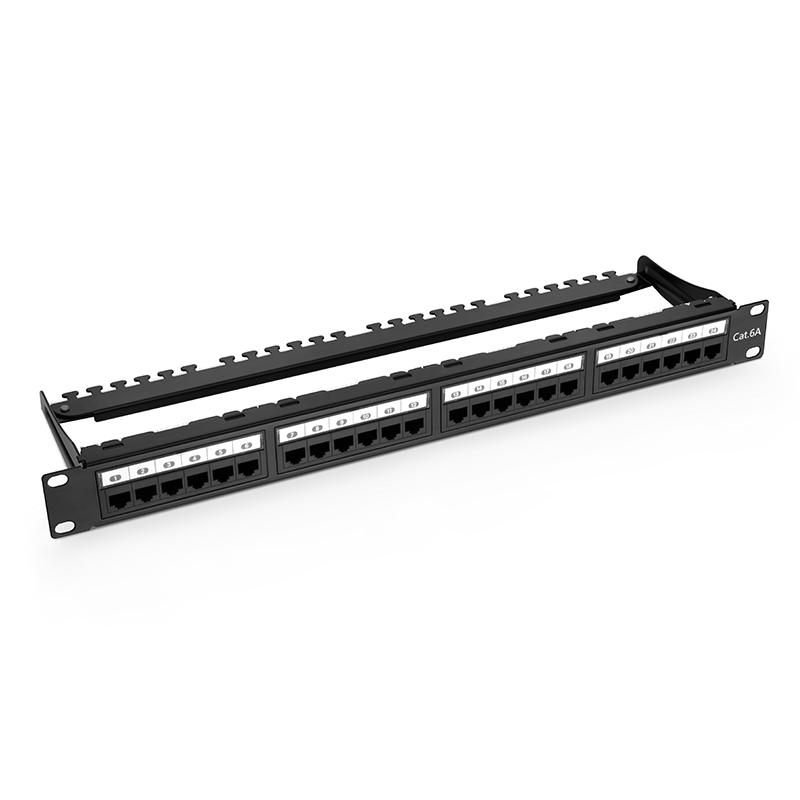 Cat6a 110-Style Flat Patch Panel, 24-Port, T568A/B, 1RU, Unshield