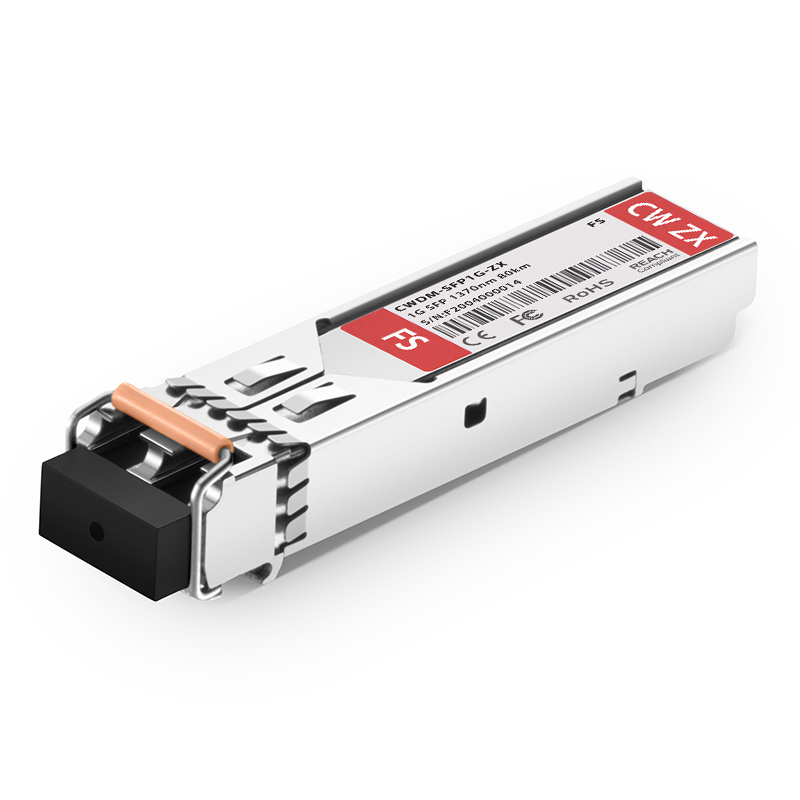 SFP 1000BASE-CWDM 1370nm 80km DOM Duplex LC/UPC SMF Optical Transceiver Module for Transmission for FS Switches This picture is about FS.