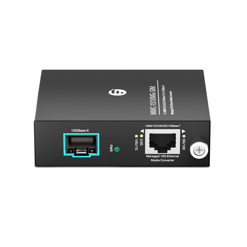 マネージド1x 100M/1G/2.5G/5G/10GBase-TイーサネットRJ45 to 1x 10GBase-XイーサネットSFP+コンバーター