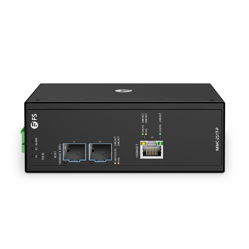 Industrial Managed 100M/1G/2.5G/5G/10GBase-T RJ45 to 100M/1G/2.5G/10GBase-X PoE+ PD Converter