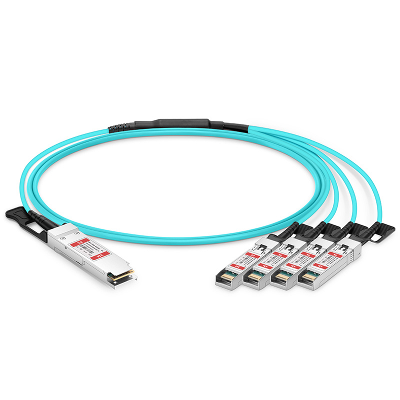 3m (10ft) Generic Compatible 100G QSFP28 to 4 x 25G SFP28 Active Optical Breakout Cable This picture is about 1.