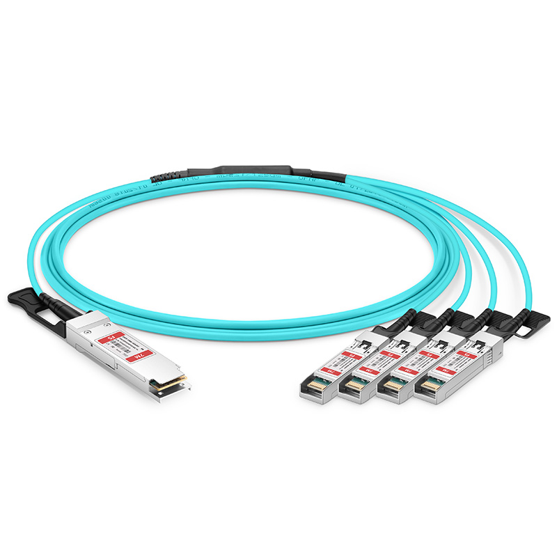 7m (23ft) Brocade 100G-Q28-S28-AOC-0701 Compatible 100G QSFP28 to 4 x 25G SFP28 Active Optical Breakout Cable This picture is about 1.