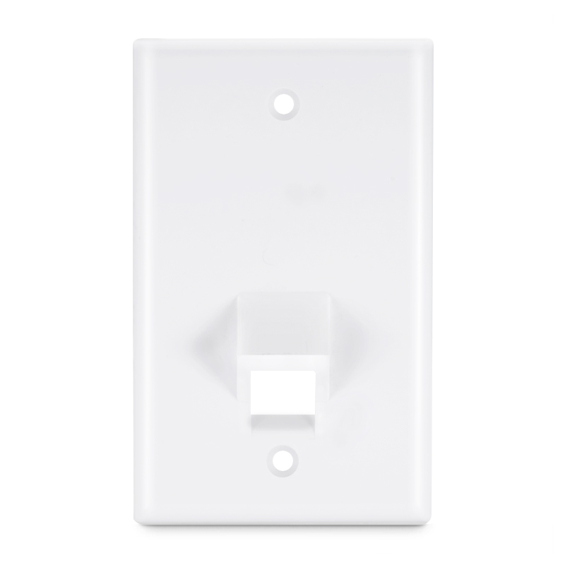 Single Gang SyncEase 1-Port Flat Keystone Faceplate, White