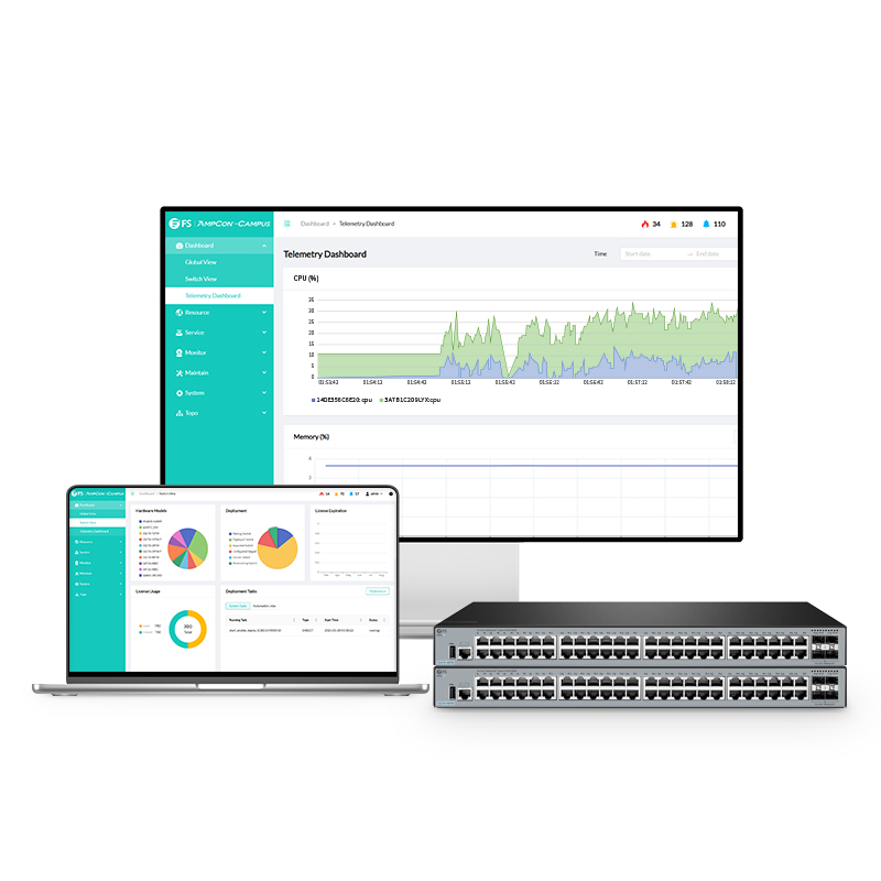S3270-48TM, 48-Port Gigabit Ethernet L2+ Switch, 48 x Gigabit RJ45, with 4 x 1/2.5Gb SFP Uplinks, PicOS&reg;, Broadcom Chip
