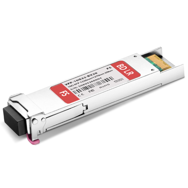 10GBASE-BX XFP BiDi 1330nm-TX/1270nm-RX 20km DOM Simplex LC SMF Optical Transceiver Module for FS Switches This picture is about 1.