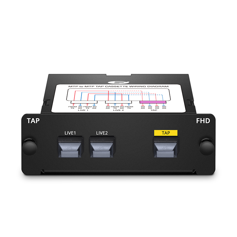 FHD™ MTP® TAP Cassette, 2 x MTP®-12 Male Live Ports, MTP®-12 Male TAP Port