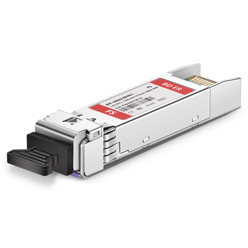 10GBASE BiDi SFP+ 1330nm-TX/1270nm-RX 40km DOM Simplex LC/UPC SMF Optical Transceiver Module (Industrial) for FS Switches This picture is about FS.