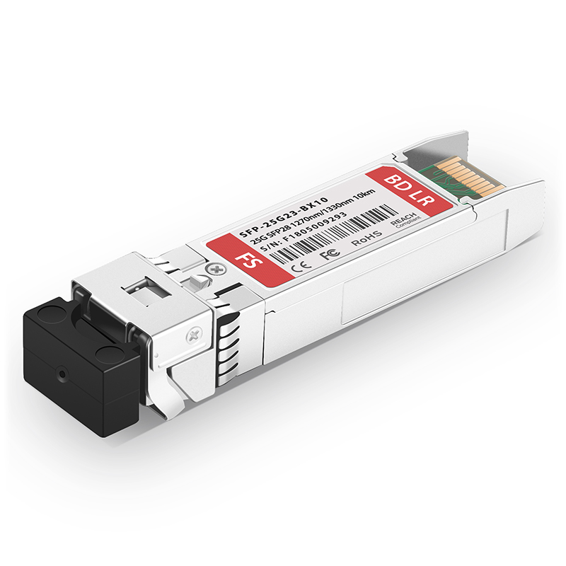 Customized 25GBASE-U SFP28 BiDi 1270nm-TX/1330nm-RX 10km DOM Simplex LC/UPC SMF Optical Transceiver Module This picture is about 1.