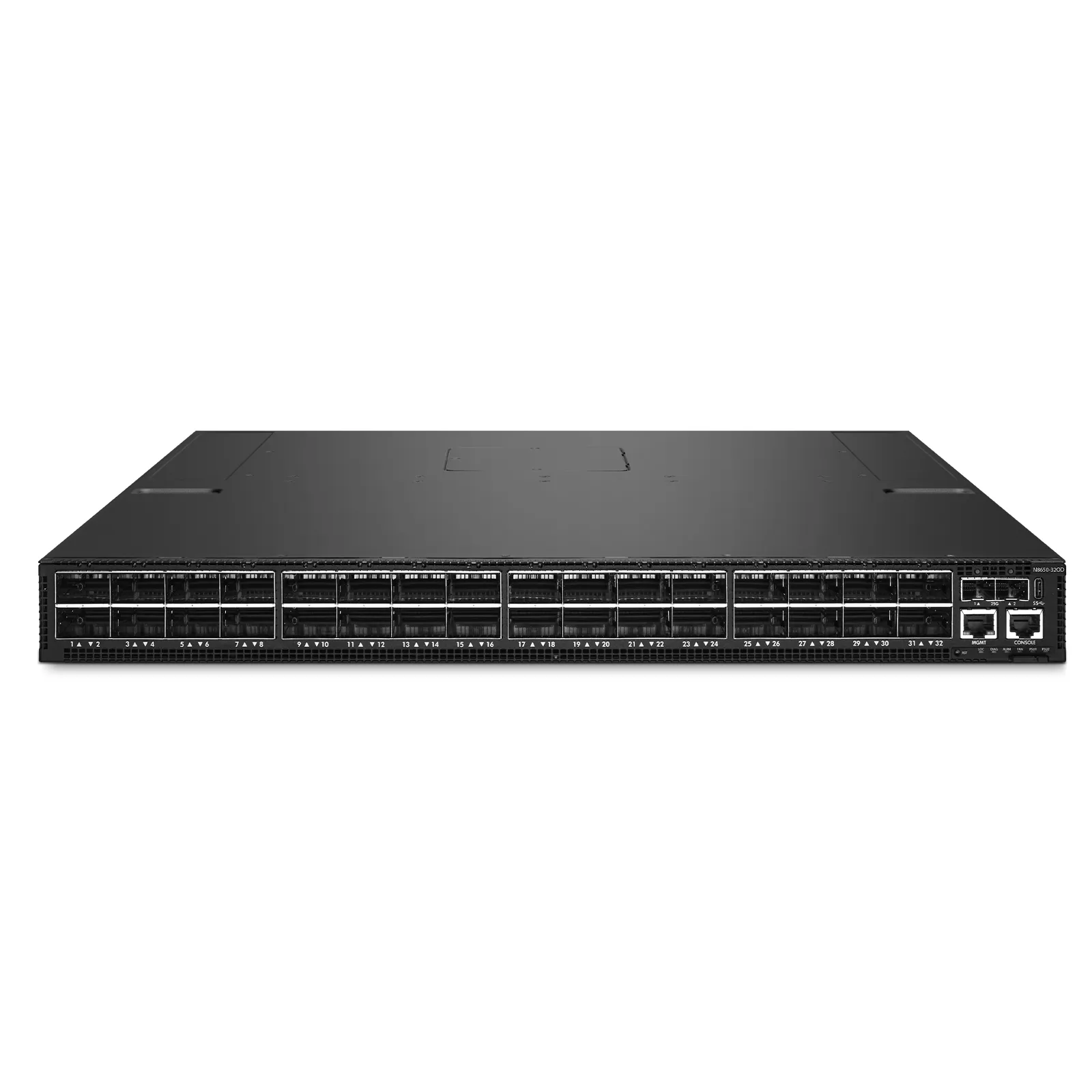 N8650-32OD 32ポート イーサネットHPC/AIデータセンタースイッチ(32x 800Gb OSFP、PicOS®、Broadcom Tomahawk 5チップ) この写真はN8650-32OD样机补拍に関するものです。