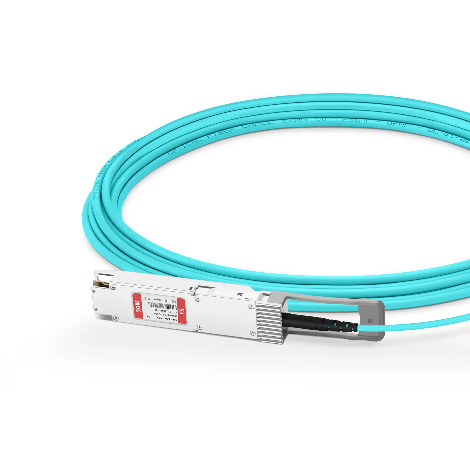 50m(164ft) 汎用互換 800G OSFPフィン付きトップ アクティブ光ケーブル