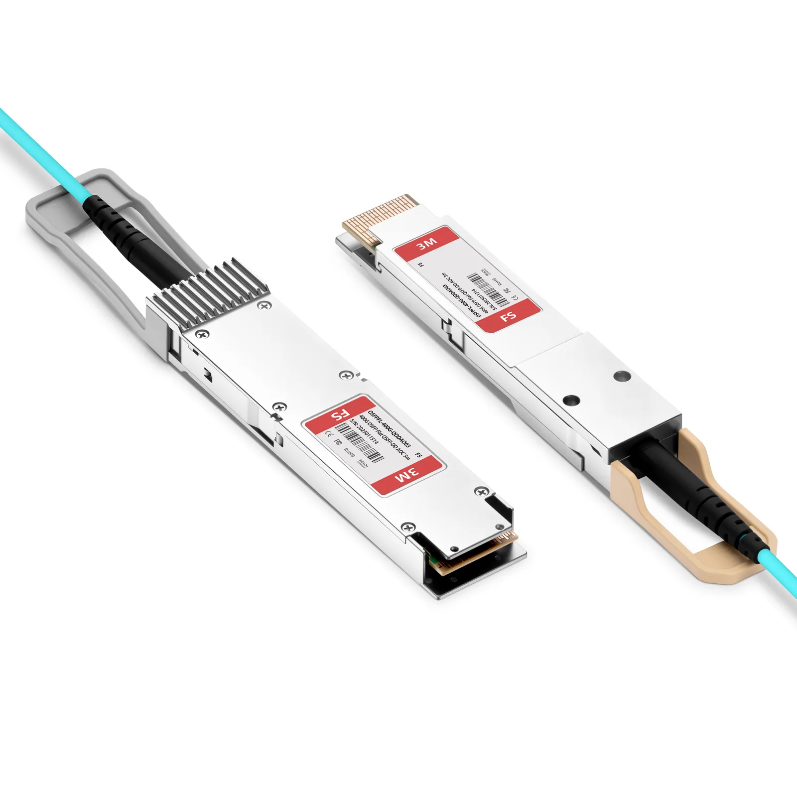 Customized 400G OSFP RHS/Flat Top to 400G QSFP-DD Active Optical Cable