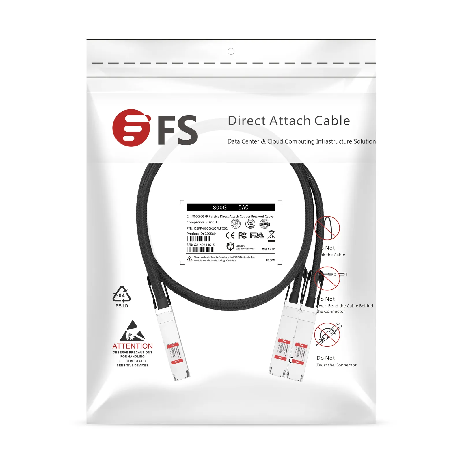 2m (7ft) 800G OSFP Finned Top to 2 x 400G OSFP Flat Top Passive