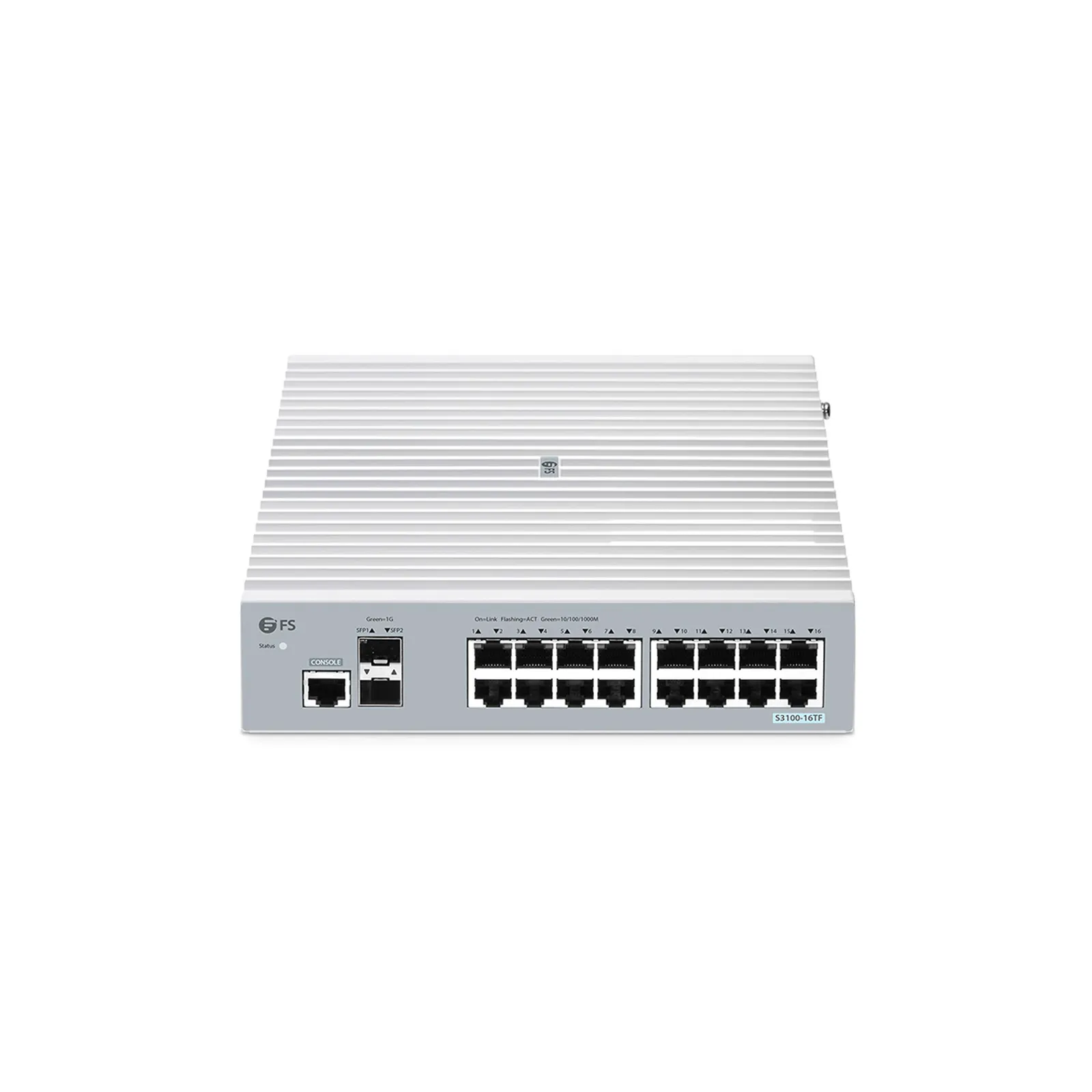 S3100-16TF, 16-Port Gigabit Ethernet L2+ Switch, 16 x 1Gb RJ45, with 2 x 1Gb SFP Uplinks, Broadcom Chip, Fanless This picture is about 1.