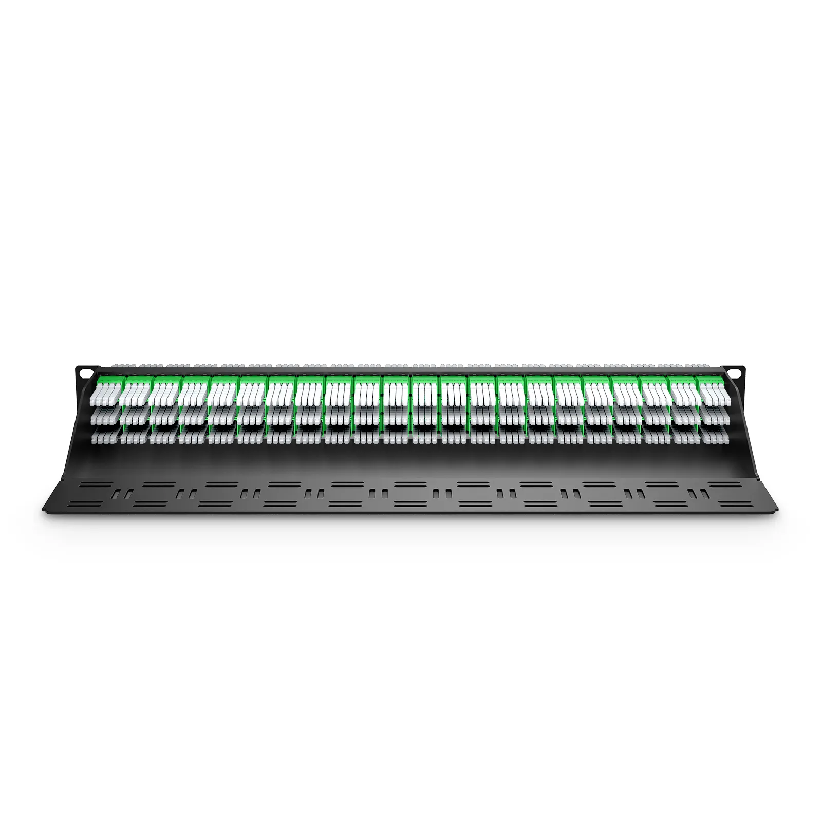 1U 19'' Ultra High Density Fiber Adapter Panel with Rear Cable Manager, OS2 Single Mode, 66 x 4-Port MMC-12/16/24 (Green) Adapter