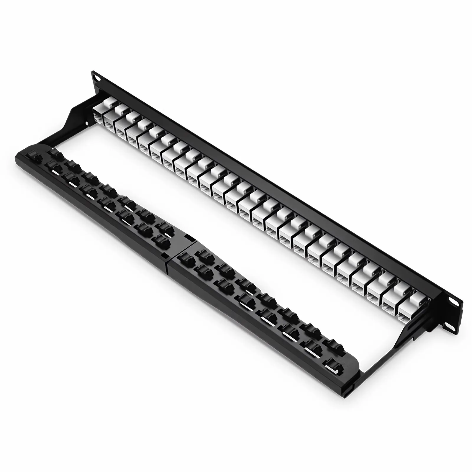 Cat5e Shielded Coupler Patch Panel, 24-Port, 1RU, Cable Management