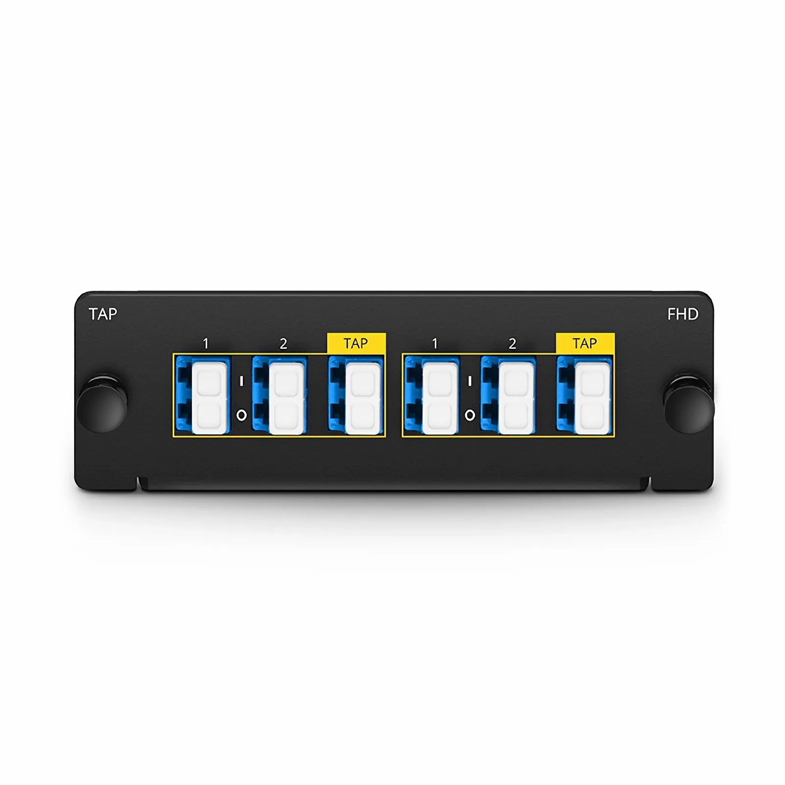 FHD&reg; LC TAP Cassette, OS2 Single Mode, 4 x LC Duplex Live Ports, 2 x LC Duplex TAP Ports, 50/50 Split Ratio (Live/TAP), 1/10/40/100G