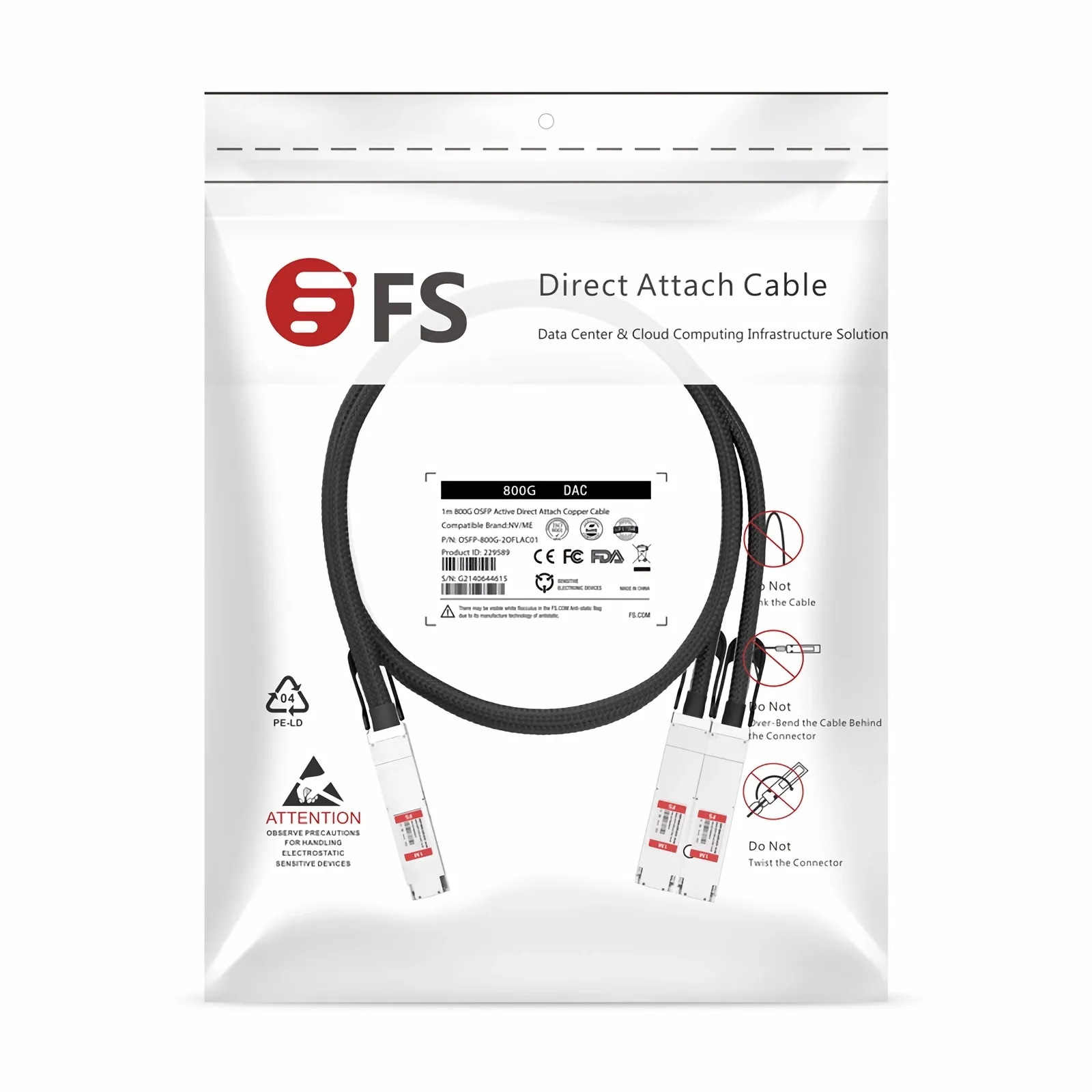 ひかり 2m(7ft) NVIDIA/Mellanox MCP7Y70-H002互換 400G OSFPフィン付きトップ