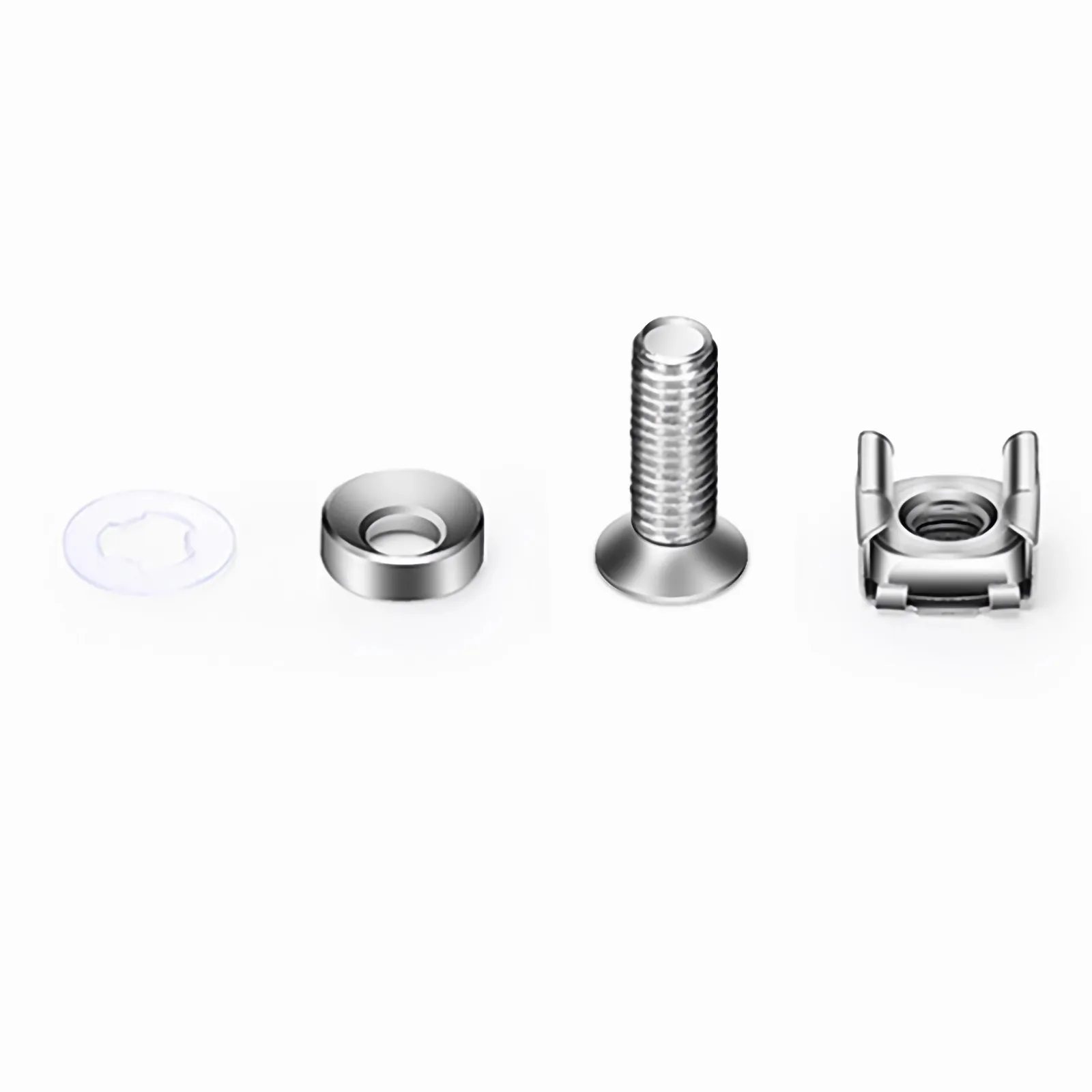 M6×20mm Screw and Nut, Nickel-plated, Silver, 50pcs/Pack - FS.com