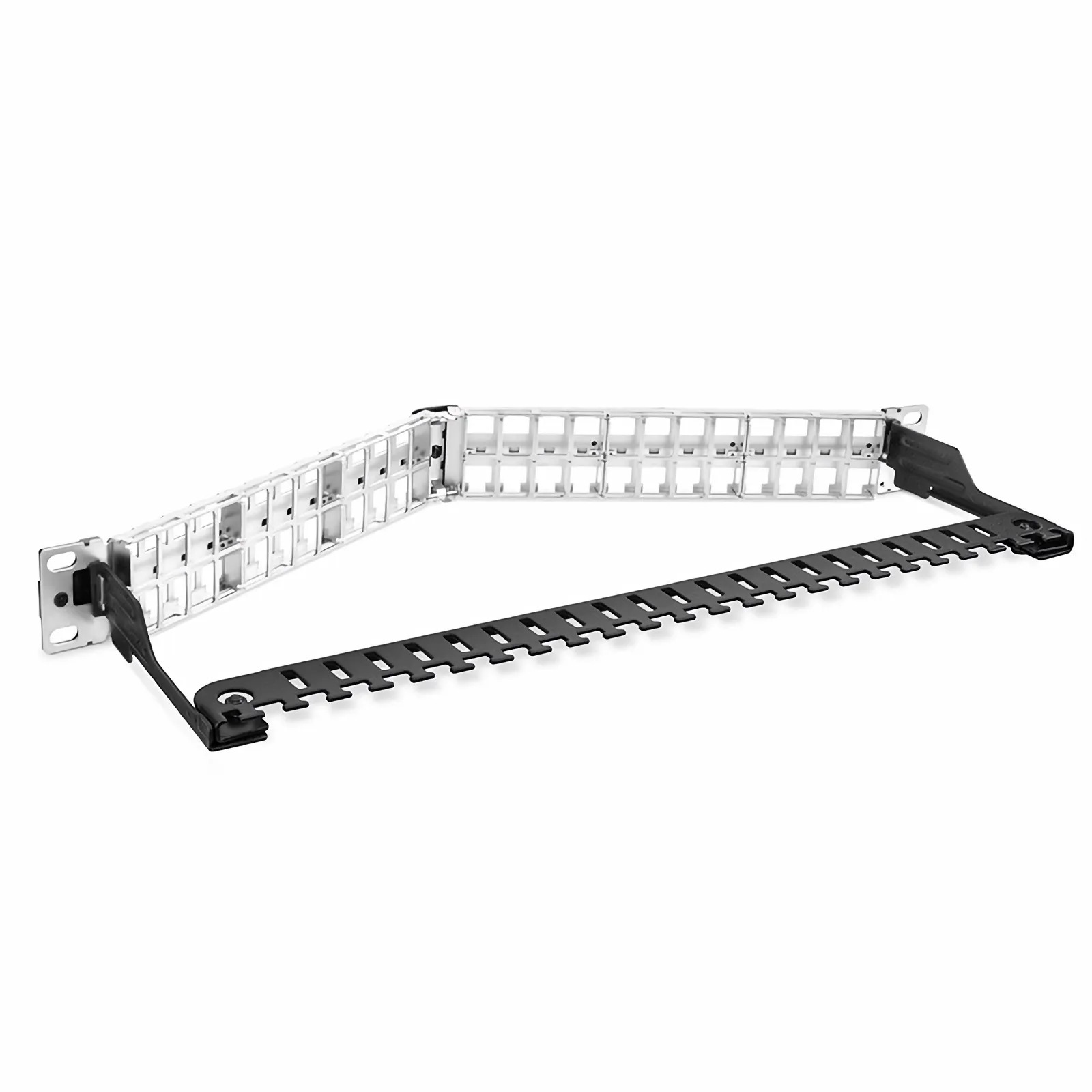 Blank Shielded/UnShielded Patch Panel for Keystone Modules, 48-Port, 1RU, CableManagement Bar Included, Black