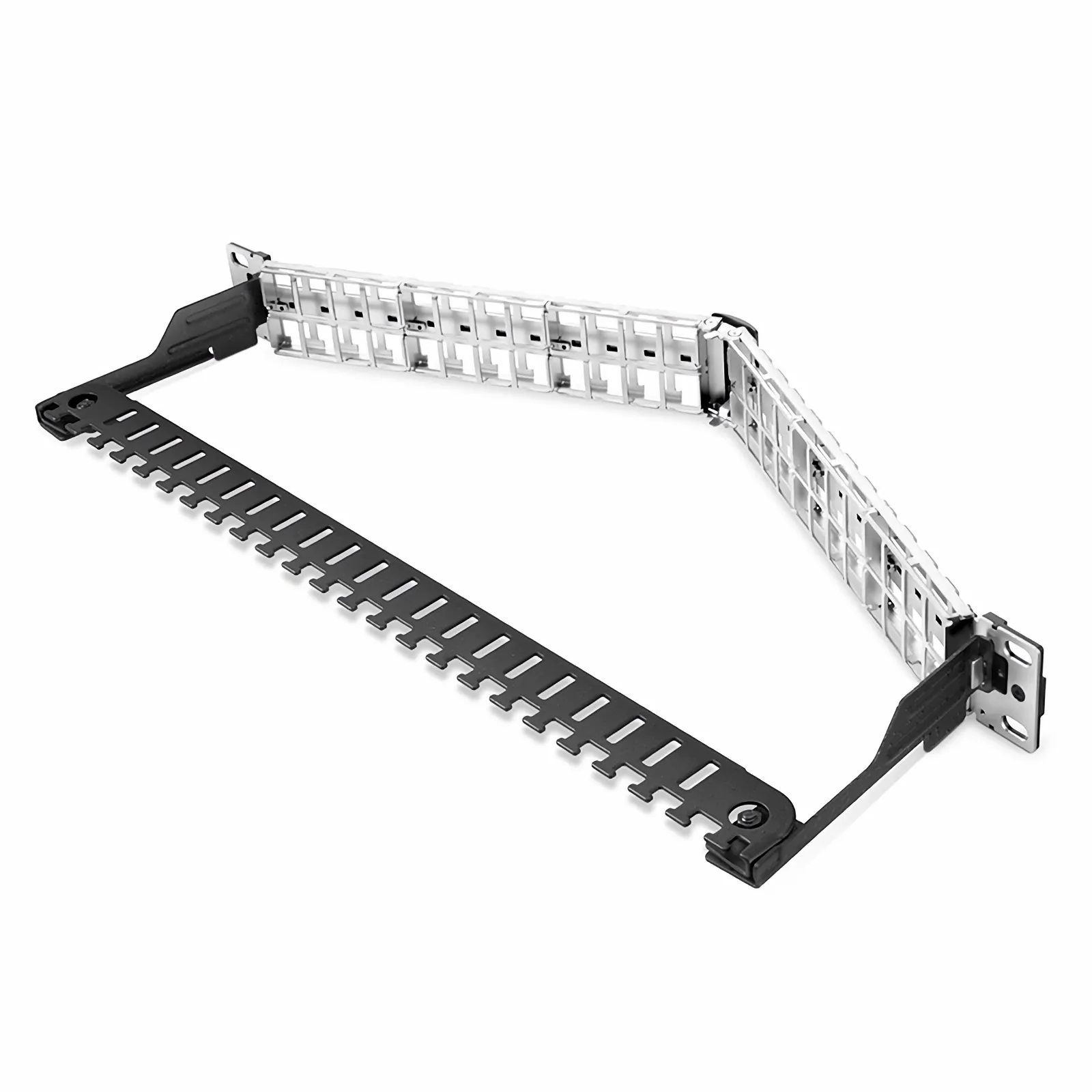 Blank Shielded/UnShielded Patch Panel for Keystone Modules, 48-Port, 1RU, CableManagement Bar Included, Black