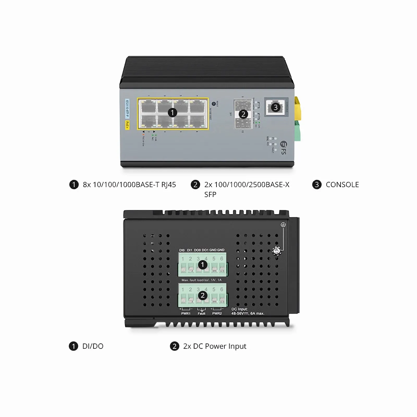 産業用 IES3110-8TF-P 8ポート ギガビットイーサネット L2+マネージド