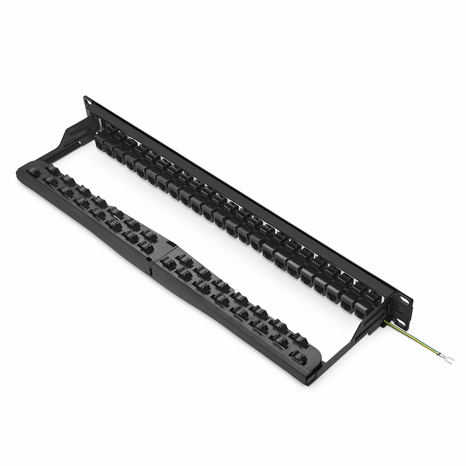 Cat5e Unshielded Coupler Patch Panel, 24-Port, 1RU, Cable Management Bar Included