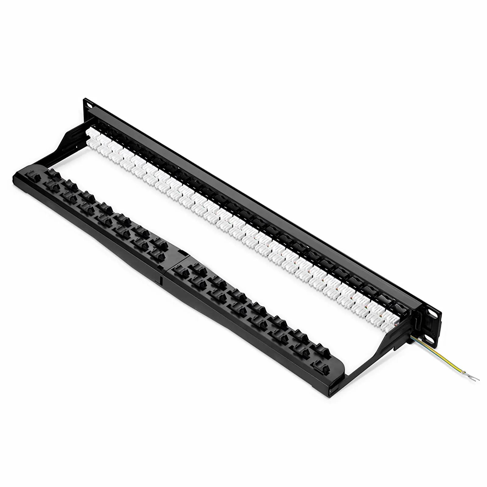 Cat5e Unshielded 110-Style Patch Panel, 24-Port, 1RU, Cable Management Bar Included