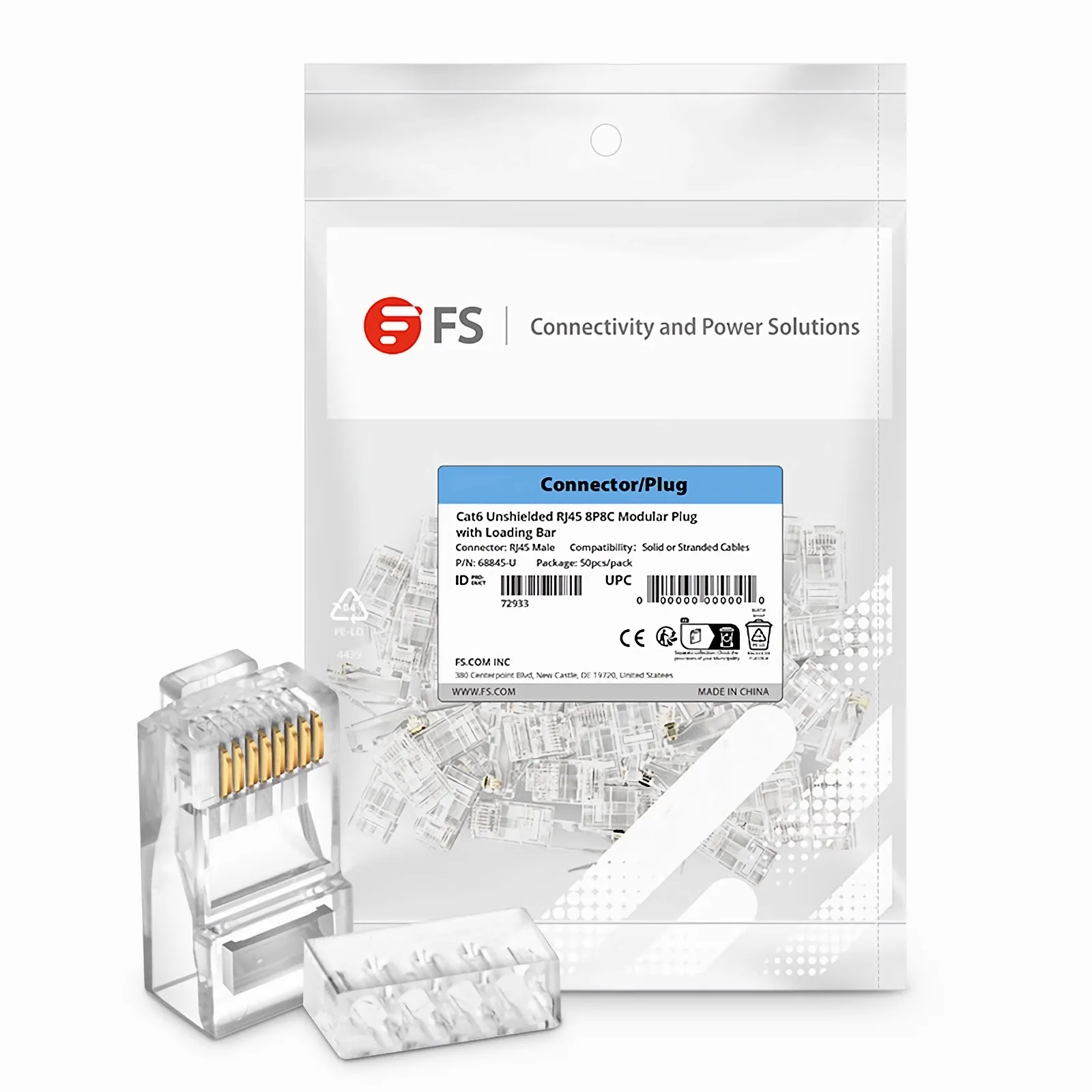 Cat6 RJ45 標準モジュラープラグ(ツーピーススーツ) シールドなし