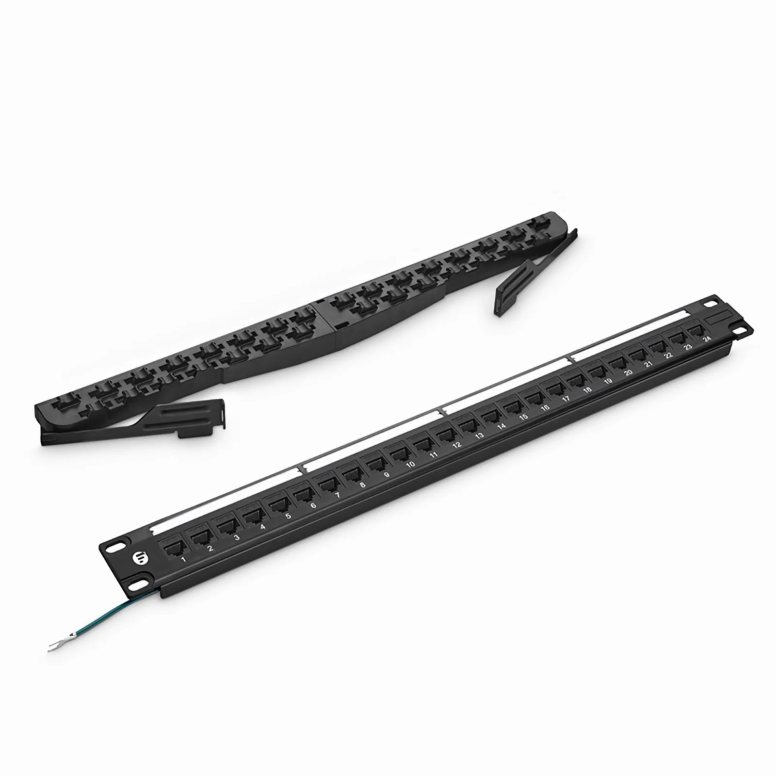 Cat5e Unshielded 110-Style Patch Panel, 24-Port, 1RU, Cable Management Bar Included