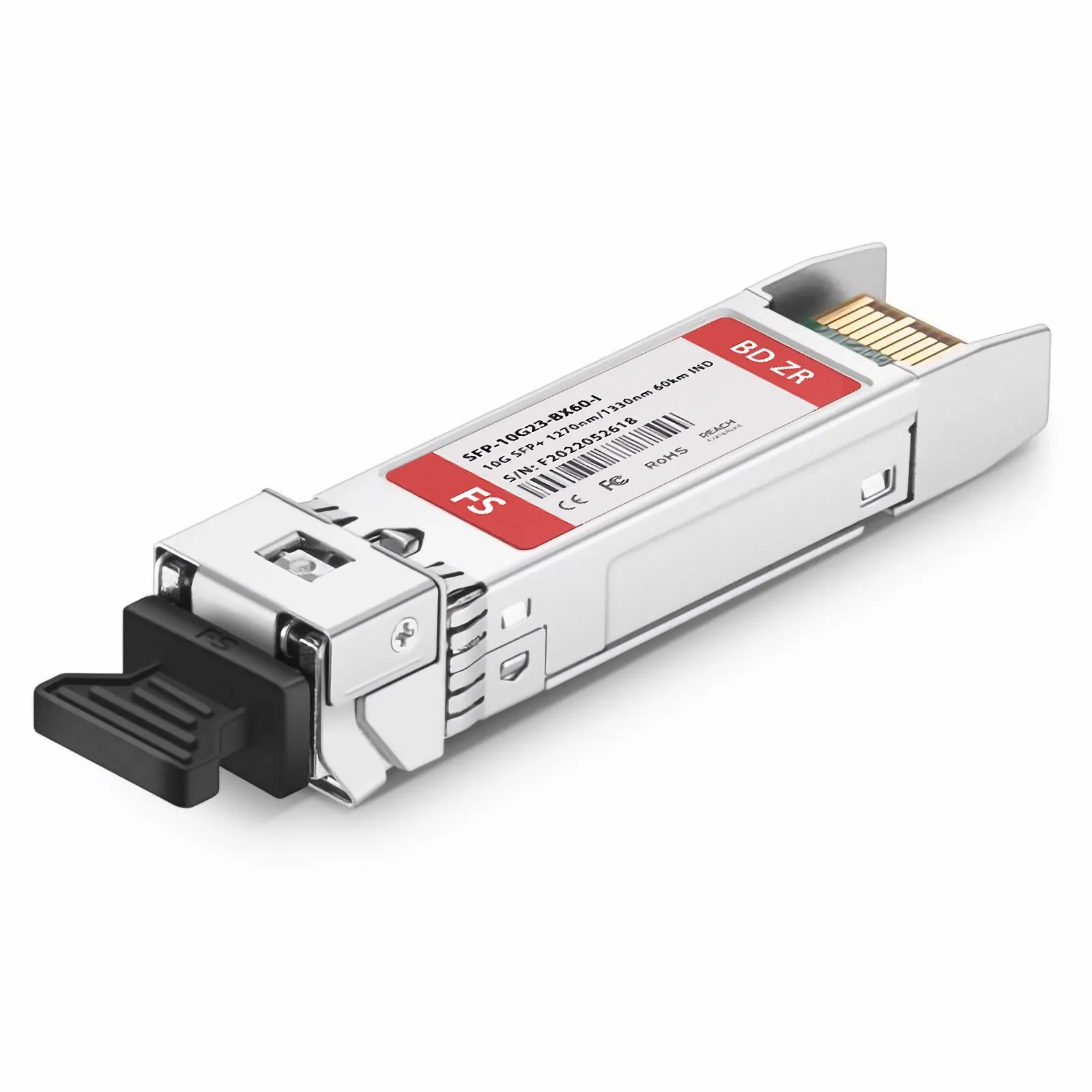 Cisco Compatible 10GBASE BiDi SFP+ 1270nm-TX/1330nm-RX 60km Simplex LC/UPC SMF Transceiver Module (Industrial)